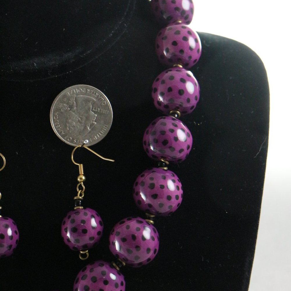 KAZURI Beads Candy TingTing 18-in Violet/Black Necklace + Earrings + Bracelet - Picture 5 of 10
